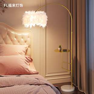 羽毛灯装饰台灯北欧现代轻奢客厅，茶几落地灯遥智能控卧室氛围灯