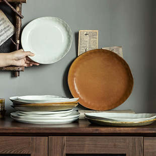 异形盘子陶瓷菜盘意面盘家用不规则餐盘做旧西餐牛排盘沙拉甜点盘