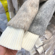 韩国针织大翻领短版羽绒衣女冬季设计感小香风白鸭绒毛呢上衣外套