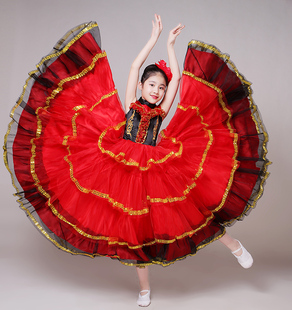 六一儿童西班牙斗牛舞大摆裙，幼儿表演舞蹈服女童，开场舞服装裙子