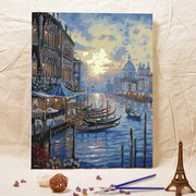 diy数字油画风景名画壁画自己填色手绘油彩客厅装饰画威尼斯夜景