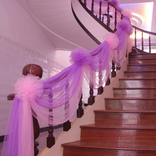 楼梯扶手装饰结婚纱幔婚庆用品大全婚礼婚房布置气球拉花网纱套装