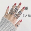 泰银戒指女日韩国设计复古多层缠绕食指个性开口潮人搭配多拍多送