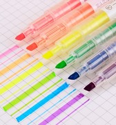 得力S627荧光笔6支套装双头荧光笔粉红橙黄绿蓝紫双头荧光笔学生