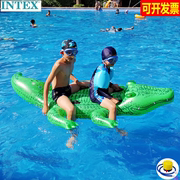 intex水上乐园儿童双人充气大鳄鱼坐骑泳圈成人摄影动物浮排