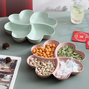 爱心形水果盘创意四叶草零食盒四格小麦，秸秆分格过年客厅茶几招待