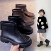 女童加绒马丁靴秋冬儿童短靴，2023年中大童英伦风皮靴男童靴子