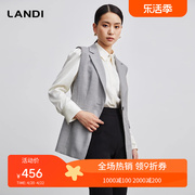 LANDI浅灰色羊毛西装马甲女2023年秋季通勤外搭上衣