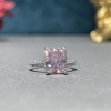 冰花切3克拉培育高碳钻戒s925纯银满钻镶嵌粉色长方钻戒指高级感