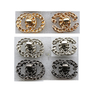 女包菱格包双半圆环，金色银白色黑色链条锁扣，配件拧锁箱包金属扣子