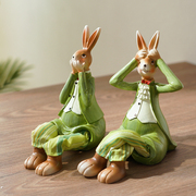 创意吊脚娃娃装饰品树脂摆件可爱兔子家居桌面小摆件田园卡通礼物