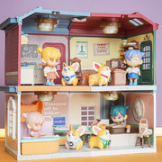 飞狗MOCO正版授权DIY模型屋过家家玩具女孩灯光小屋场景摆件礼物.