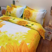 全棉3d立体印花床单四件套，纯棉活性向日葵花被套2米双人床上用品