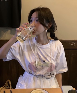 REコンテナ 韩版Freckle温柔可爱少女风fever同款减龄短袖T恤