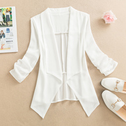 白色雪纺防晒衣女2024夏季设计感小众薄款百搭外套小西装披肩