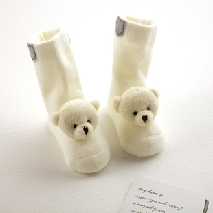 婴儿袜子春秋冬季0-12个月，蝴蝶结纯棉袜新生儿，宝宝加厚毛巾圈袜