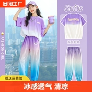 女童夏装2024儿童短袖套装时髦洋气夏季中大童休闲运动服童装