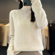 秋冬女士毛衣打底衫针织衫上衣套头宽松常规羊绒半高领加厚羊毛衫