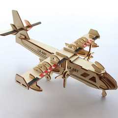 木头三d飞机模型拼装手工积木质3d立体拼图儿童益智小孩木制玩具