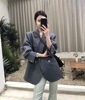 韩版宽松灰色西装外套女2024年春秋季高级设计感廓形通勤西服