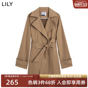 商场同款LILY女装复古高级宽松中长小个子风衣外套