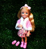 小凯莉春秋冬装  吊带裙白毛边粉红毛绒外套 女孩玩具配件套装