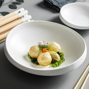 白色盘子家用北欧欧式陶瓷菜盘酒店创意个性高档餐厅商用异形餐具