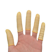黄米色防静电手指套工业一次性乳胶光滑无粉尘防护护指橡胶手指套