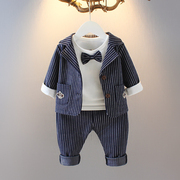 男宝宝三件套韩版婴儿童洋气西服男童秋季套装春秋小童0一1-2-3岁