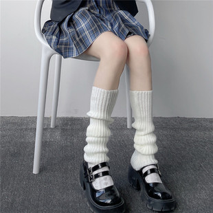 夏季光腿竖条针织堆堆袜套日系jk少女小腿袜ins辣妹性感百搭腿套