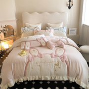 yilaisha亦莱莎家纺，床上珊瑚绒被套床品卡通，动漫床单式四件套
