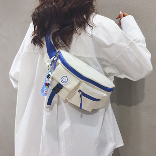 韩版时尚拼色胸包女男生日系潮工装运动单肩小挎包，手机腰包斜挎包