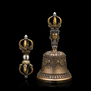 尼泊尔工艺五股金刚铃杵法器银铜结合稀少精致声音响亮回音长