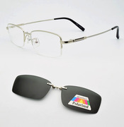 半框眼镜框 银色 软细腿镜架磁铁墨镜套镜偏光墨镜片金色框S9076