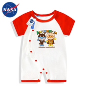 NASA面包超人婴儿衣服夏装短袖新生儿连体衣半袖空气棉哈衣包屁衣
