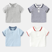 夏季条纹t恤男童polo衫，短袖夏装女童，带领子体恤婴儿宝宝衬衫小童