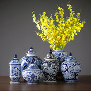 青花瓷花瓶摆件客厅陶瓷瓶摆件客厅青花瓷新中式博古架瓷器