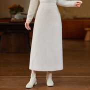 白色改良复古新中式半身裙秋国风女装旗袍直筒气质禅意长裙女
