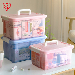 爱丽思药箱手提式收纳盒玩具塑料整理箱小号口罩透明家用储物箱子