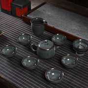 龙泉整套高档功夫茶具手工哥窑铁胎冰裂茶壶茶杯青瓷套装家用陶瓷