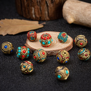 DIY配件尼泊尔铜珠配件手工镶嵌绿松石藏饰隔珠散珠