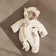 新生婴儿儿衣服秋冬季男女宝宝，加厚夹棉连体衣套装满月外出服抱衣