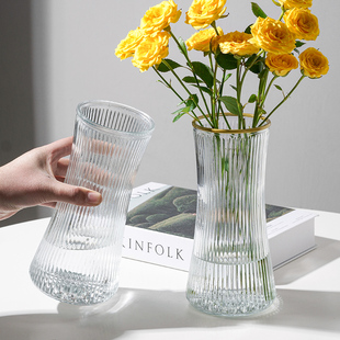 玻璃花瓶ins风北欧大号，透明水养富贵竹客厅，家用干花鲜花插花摆件