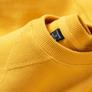 340g重磅毛圈布纯棉(布纯棉)姜黄色(姜，黄色)圆领，卫衣纯色情侣款打底衫厚实长袖上衣