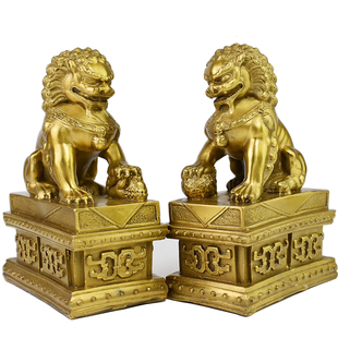 铜狮子摆件纯铜一对家用门口黄铜北京狮故宫狮阳台窗台大门口摆件