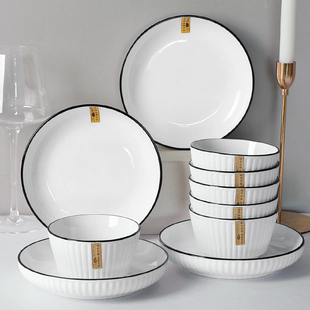 陶瓷餐具碗碟套装家用创意，北欧风碗盘，筷勺组合米饭碗汤碗盘子菜盘