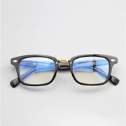 中金方框眼镜 复古眼镜框 手工眼镜 近视眼镜框男黑框 配近视1120