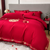 简约中式婚庆四件套大红色床单被套全棉纯棉高档结婚床上用品床笠
