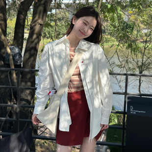 肉完夏季韩版休闲白色衬衫，外套女春秋薄款2024女小个子衬衣
