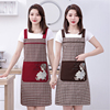 韩版女士时尚细纱棉布围裙家用厨房做饭洋气格子透气背带围腰